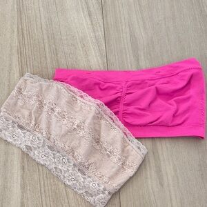 Pink and Cream Women's Lace Bralette